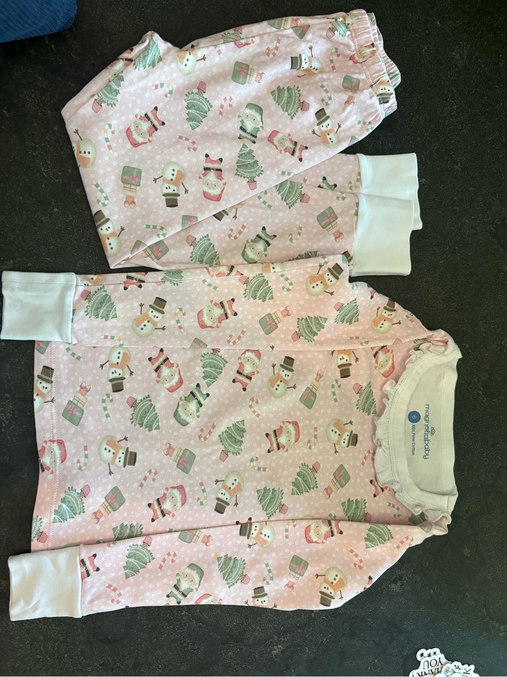 Magnolia Baby Pink Christmas Pajama set. Size 6